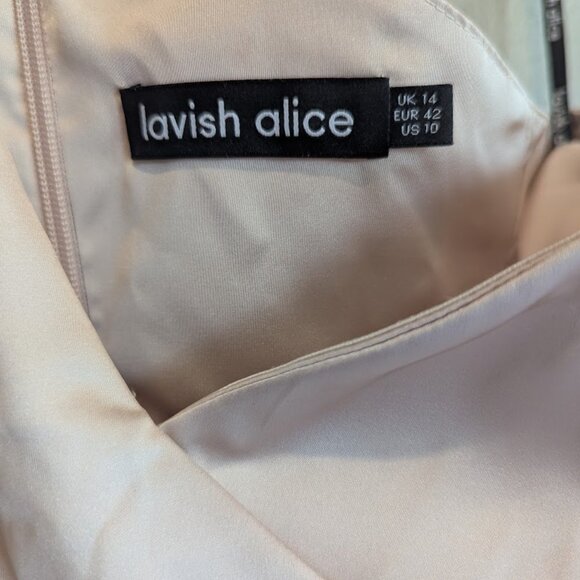 Lavish Alice * One-Shoulder Faux Wrap Dress * Champagne – Size 10 - Picture 4 of 6